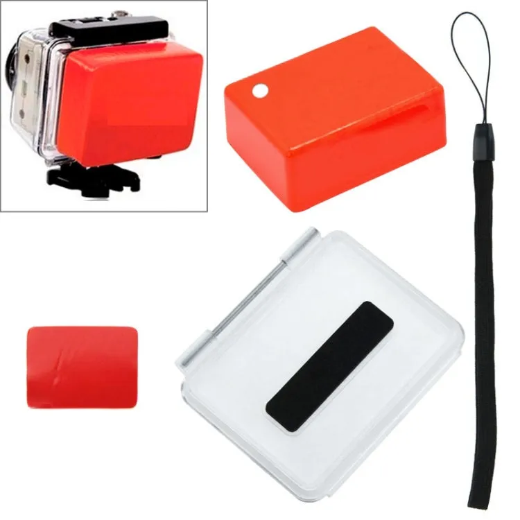 Floaty Sponge Waterproof Case Backdoor Cover with Adhesive Sticker   Lanyard for GoPro HERO4 /3 