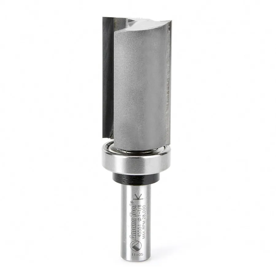 Flush Trim Plunge Router Bit | 1 1⁄8 Dia x 2"x 1⁄2 Shank with Upper BB | 45551 | 738685095515