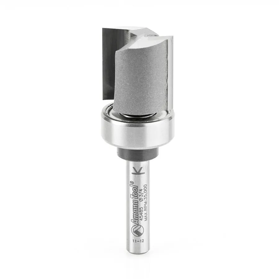 Flush Trim Plunge Router Bit | Various Dia x 3⁄4 x 1⁄4 Shank with Upper BB | 45485 | 738685454855