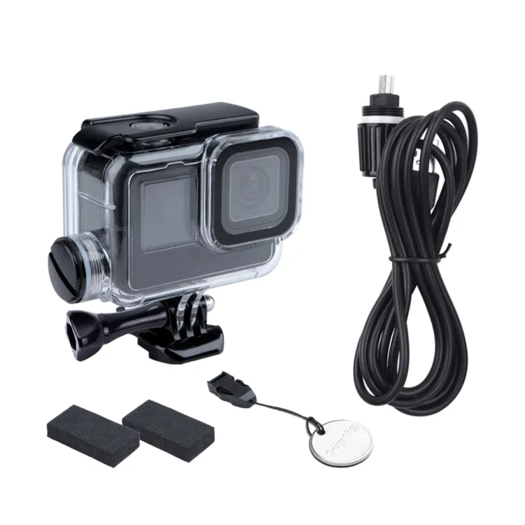 For GoPro HERO10 Black / HERO9 Black 30m Charging Waterproof Housing Case with Buckle Basic Mount & Screw