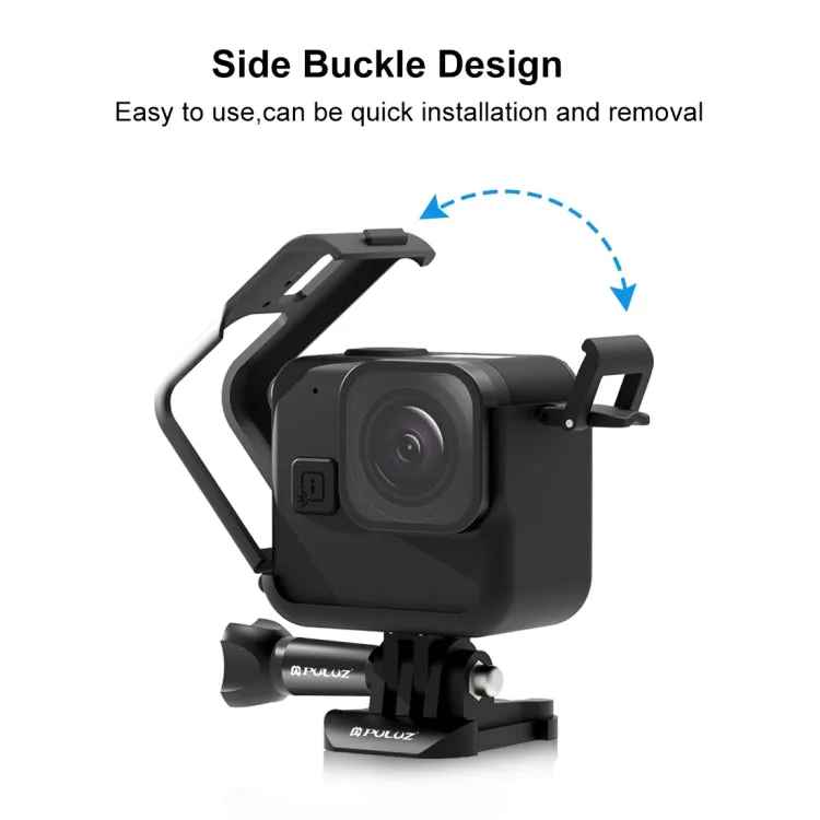 For GoPro Hero11 Black Mini PULUZ PC Plastic Border Frame with Buckle Basic Mount & Screw(Black)