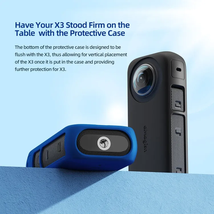 For Insta360 X3 AMagisn Body Silicone Protective Cover, Style: Body Lens Case (Blue)