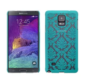 Galaxy Note 4 Case, Ultra Slim Damask Vintage Case Cover - Teal