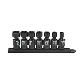 GEARWRENCH 7 Piece 3/8" Drive 6 Point Standard X-Core Pinless Universal Impact SAE Socket Set