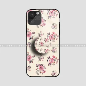 Glossy Protective Case With Peach color Flower