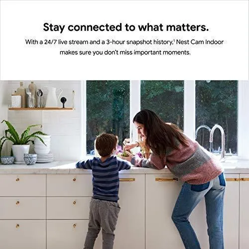 Google Nest Cam Indoor - Wired Indoor Camera for Home Security - Control with Your Phone and Get Mobile Alerts - Surveillance Camera with 24/7 Live Video and Night Vision