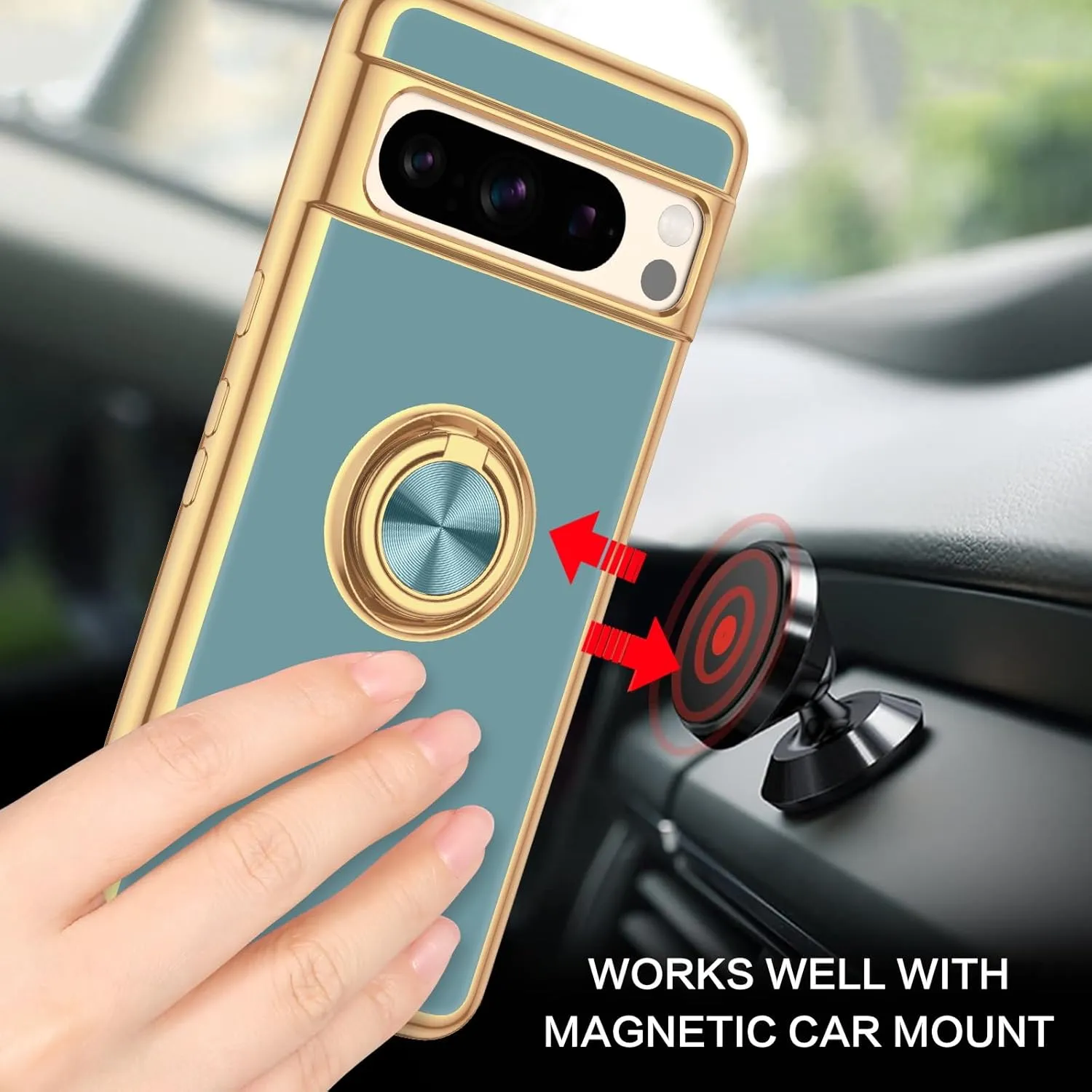 Google Pixel 8 Pro Case Phone Case Kickstand Support Magnetic Car Mount Shockproof Protective Case