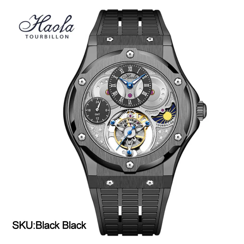 HAOFA GMT Flying  Manual Tourbillon Sapphire Mirror Watches 1919