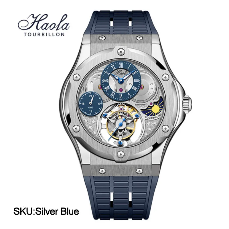 HAOFA GMT Flying  Manual Tourbillon Sapphire Mirror Watches 1919