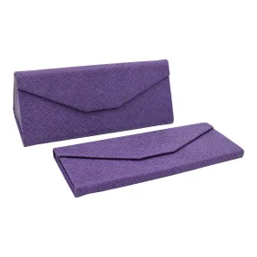 Hard Folding Eco Leather Solid Color Glasses Case - Purple