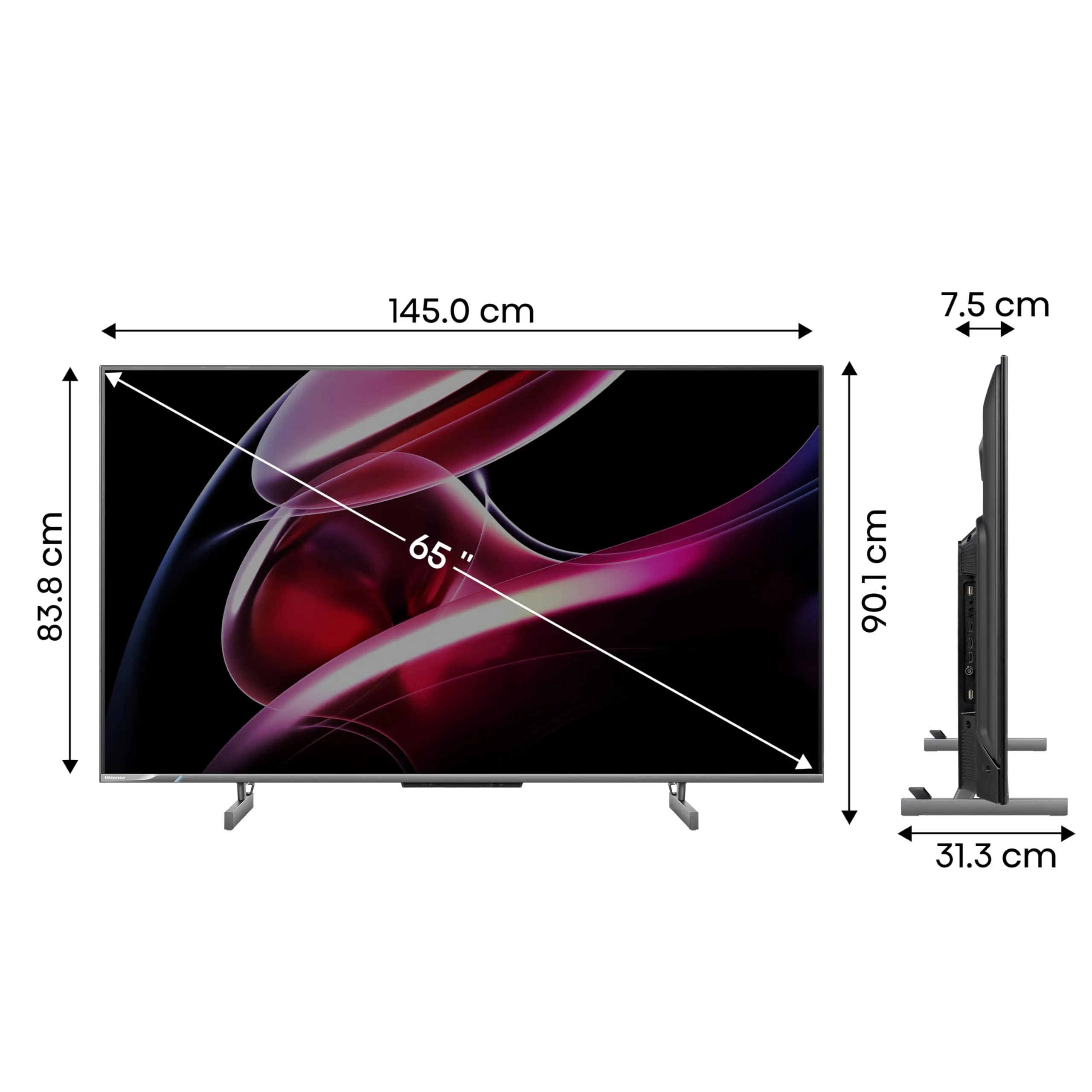 Hisense 164 cm (65 inches) 4K Ultra HD Smart QLED Google TV 65U6K (Gray) | Dolby Vision & Atmos | HSR 120 Mode | 32 Full Array Local Dimming Zones