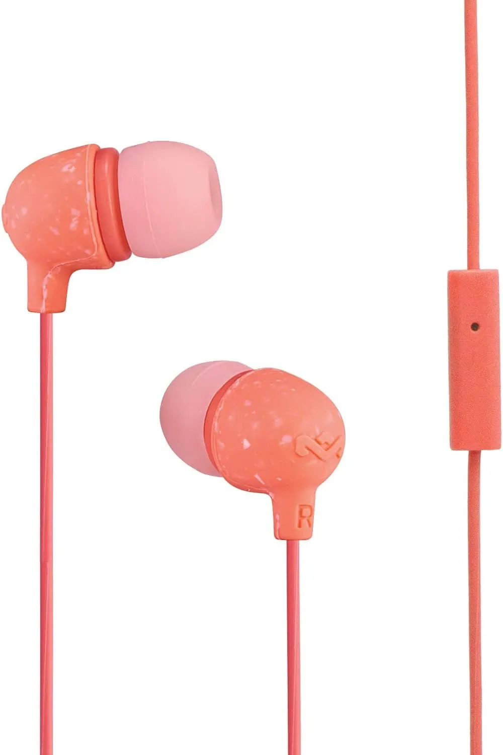 House of Marley Little Bird In-Ear Headphones , In-Line Microphone Control Earphones, Noise Isolating 9 mm Driver, Earbuds Included in 2 Sizes for Lasting Comfort, Sustainably Crafted Sound- Peach