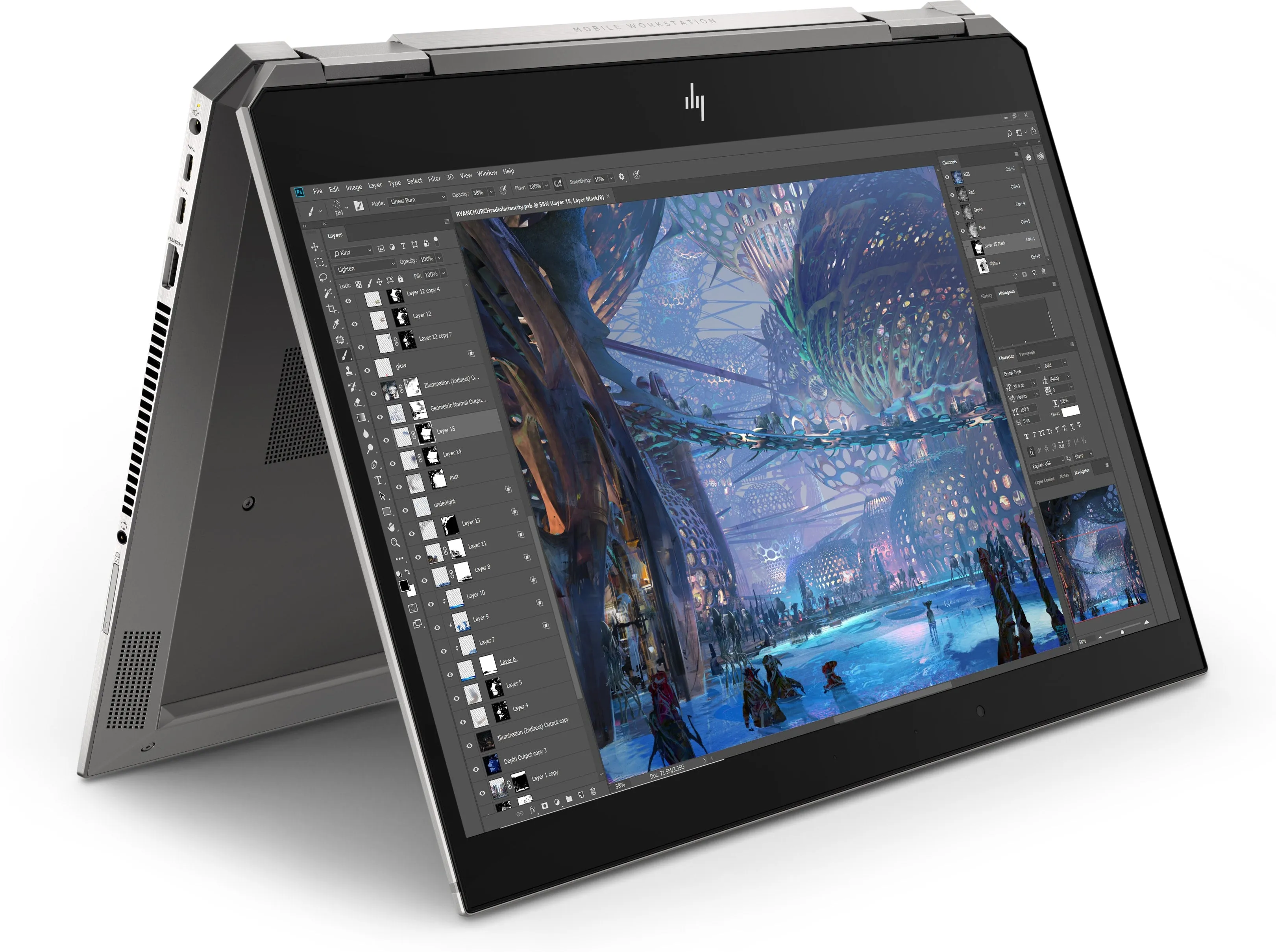 HP ZBook Studio X360 G5 15.6" 4K UHD (Touch) Convertible Mobile Workstation, Intel i7-9850H, 2.60GHz, 16GB RAM, 512GB SSD, Win10P - 8XA66UT#ABA (Certified Refurbished)