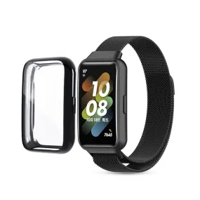 Huawei Watch Band 7 | Milanese Watch Band Strap  TPU Watch Case | Black