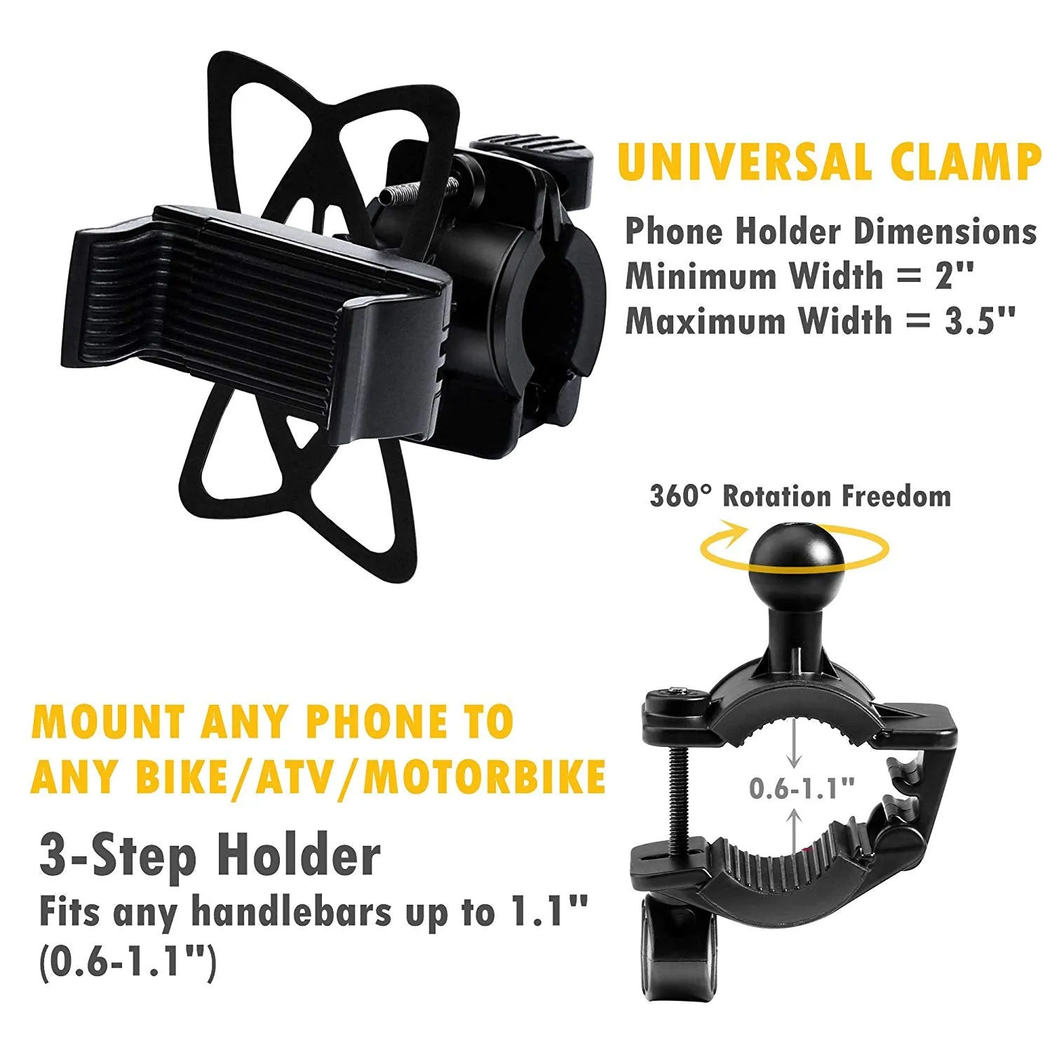 IPOW Metal Bike & Motorcycle Cell Phone Mount