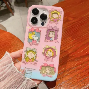 Japanese Cartoon Kawaii Style | Cute White Dog and Friends Charlie Sally Linus - iPhone Case iPhone 11 12 13 14 15 Pro Promax