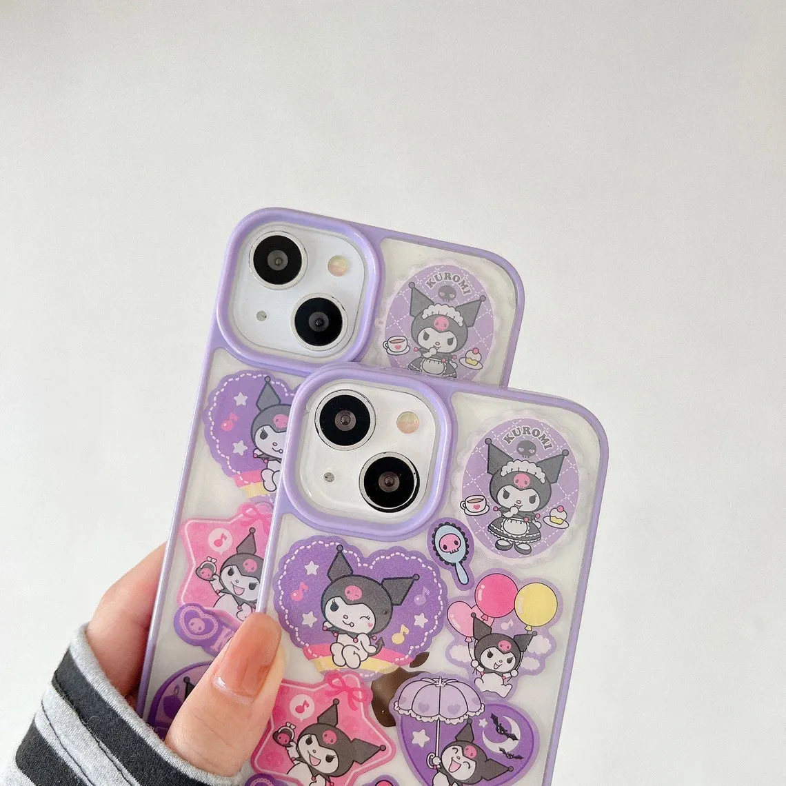 Japanese Cartoon KU Stickers Purple iPhone Case 11 12 13 14 Pro Promax