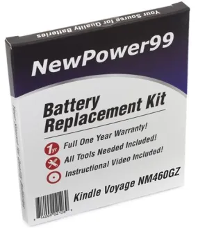 Kindle Voyage NM460GZ Battery Replacement Kit with Tools, Video Instructions and Extended Life Battery and Full One Year Warranty