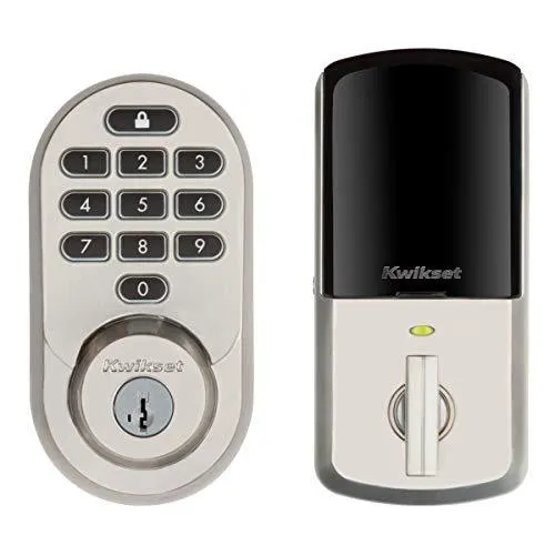 Kwikset 99380-001 Halo Wi-Fi Smart Lock Keyless Entry Electronic Keypad Deadbolt Featuring SmartKey Security, Satin Nickel