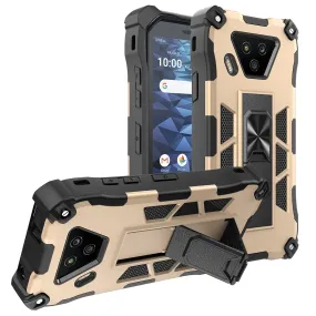 Kyocera DuraForce Ultra 5G Case [Military Grade] Ring Car Mount Kickstand Hybrid Hard PC Soft TPU Shockproof Protective Case - Gold