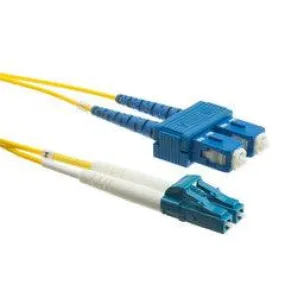 LC/SC Duplex Fiber Optic Patch Cable, OS2 9/125 Singlemode, Yellow Jacket, Blue Connector, 2 meter (6.6 foot)