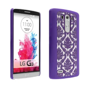 LG G3 Case, Ultra Slim Damask Vintage Case Cover - Purple