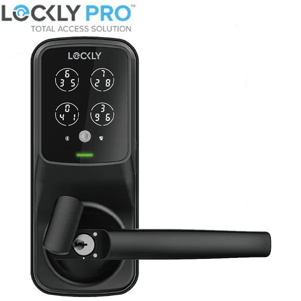 Lockly - PGD628WMB - Secure PRO Wi-Fi - Bluetooth App Controlled - Fingerprint Biometric Latch Lever Set - Includes Wi-Fi Hub - Matte Black