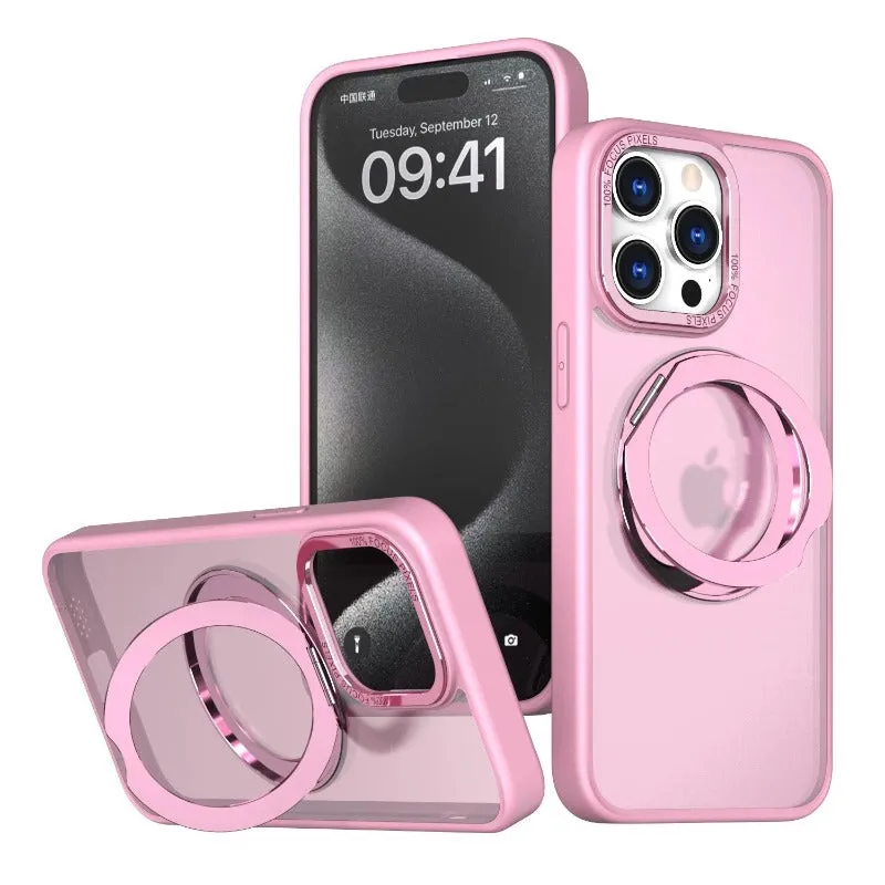 Magnetic Wireless Charging Matte Phone Case With Stand For iPhone