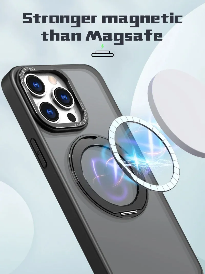 Magnetic Wireless Charging Matte Phone Case With Stand For iPhone