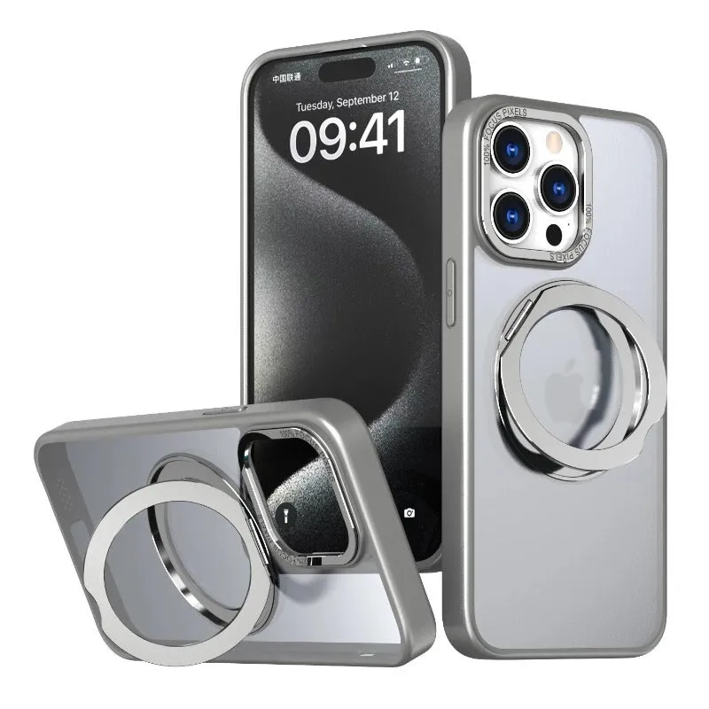 Magnetic Wireless Charging Matte Phone Case With Stand For iPhone