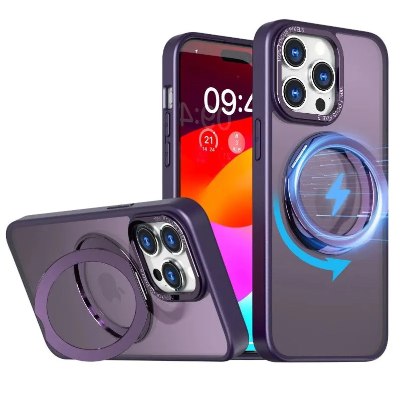 Magnetic Wireless Charging Matte Phone Case With Stand For iPhone