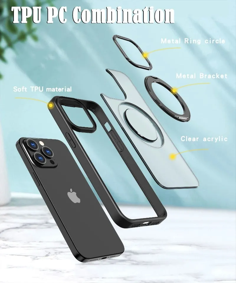 Magnetic Wireless Charging Matte Phone Case With Stand For iPhone