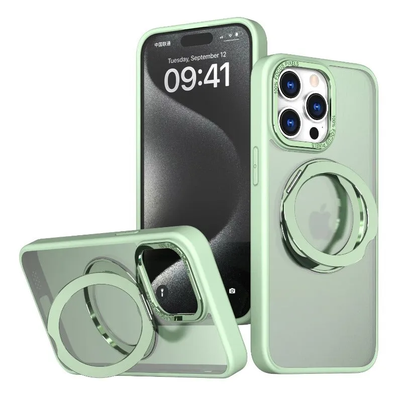 Magnetic Wireless Charging Matte Phone Case With Stand For iPhone