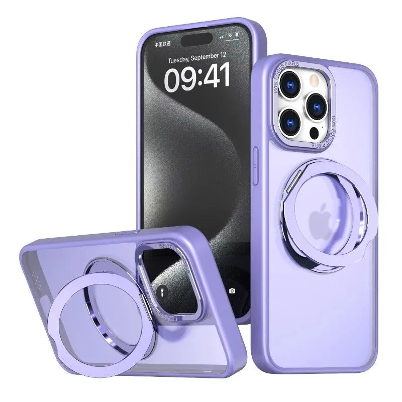 Magnetic Wireless Charging Matte Phone Case With Stand For iPhone