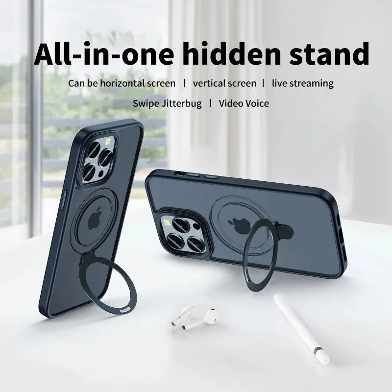 Magnetic Wireless Charging Ring Holder Silicone Metal Phone Case For iPhone