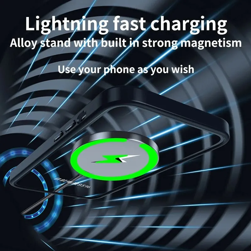 Magnetic Wireless Charging Ring Holder Silicone Metal Phone Case For iPhone