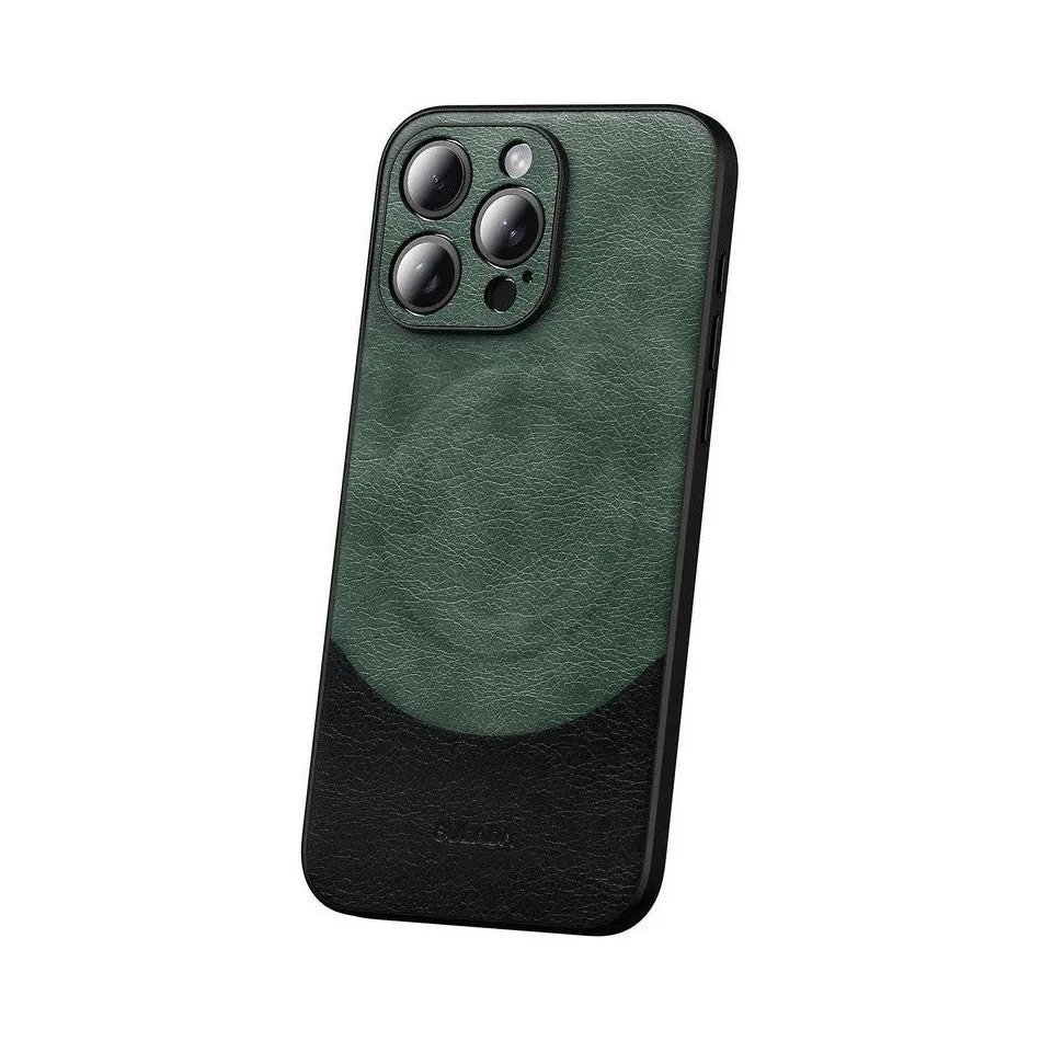 MagSafe Magnetic Leather Back Case for iPhone 15 Pro - Green