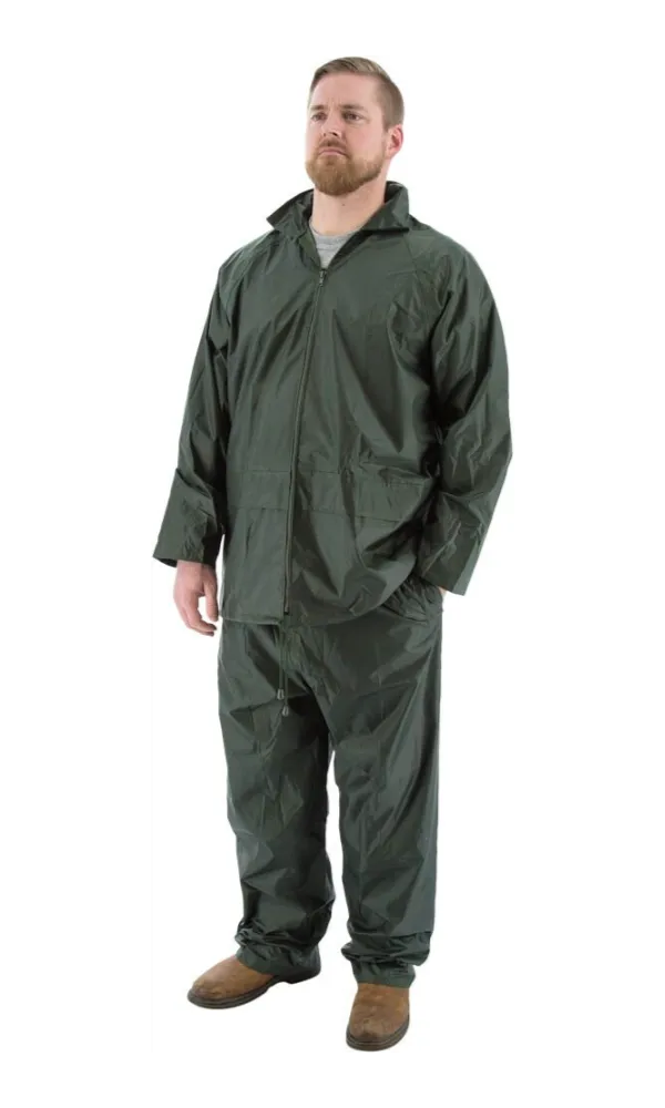 Majestic 71-2000 2-Piece Hooded Green Rain Suit