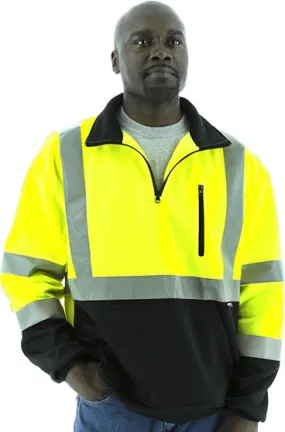 Majestic 75-5335 Hi-Vis 1/4 Zipper Pullover Sweatshirt Teflon Treated ANSI 3