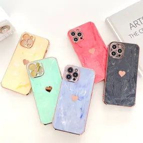 Marble Effect Love Heart  Case For iPhone