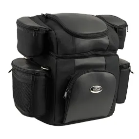 Milwaukee Leather MP8180 Medium Black '5 Pocket' Motorcycle Textile Double Barrel Sissy Bar Bag