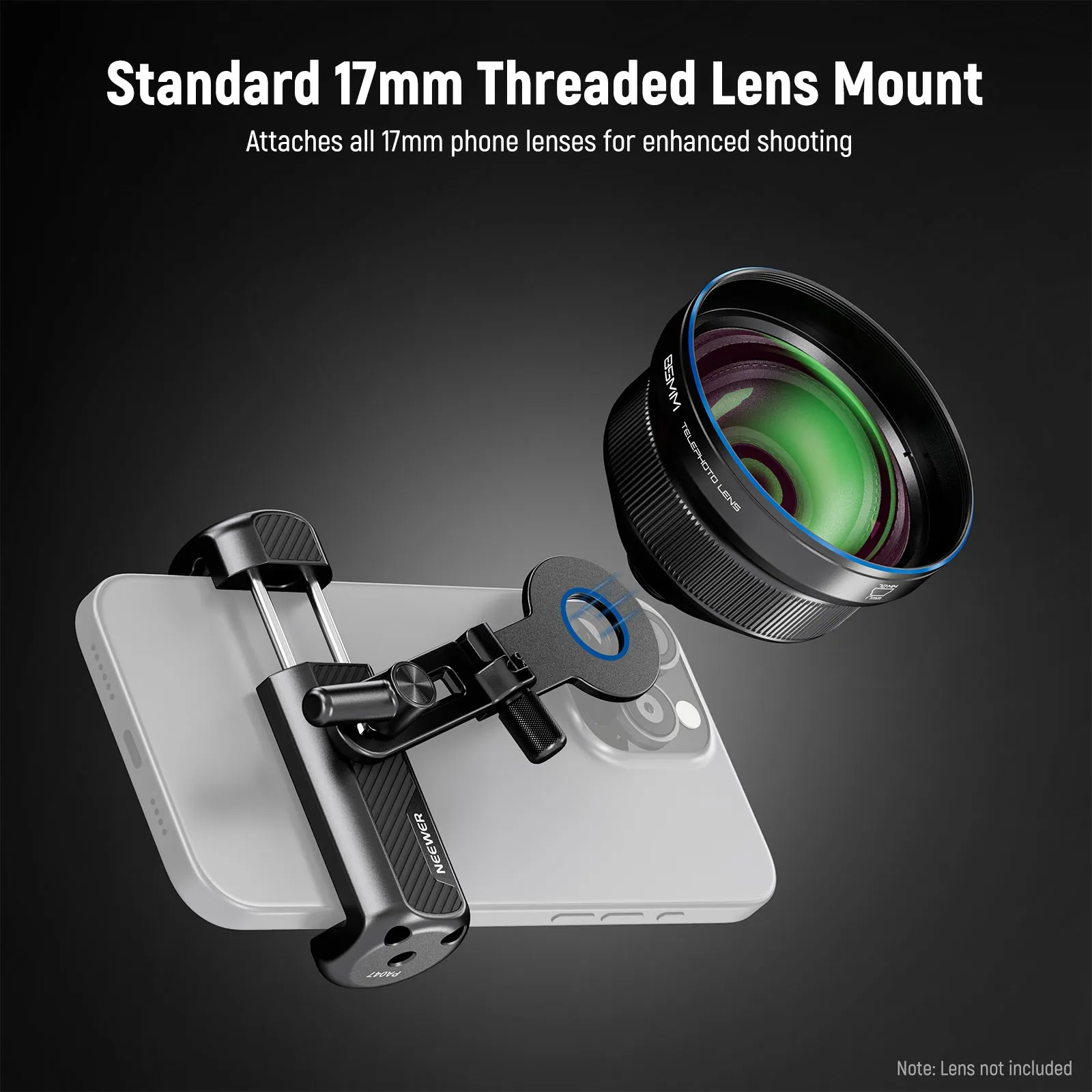 NEEWER PA047 Universal Phone Clamp for 17mm Phone Lenses& 37/58mm Filters