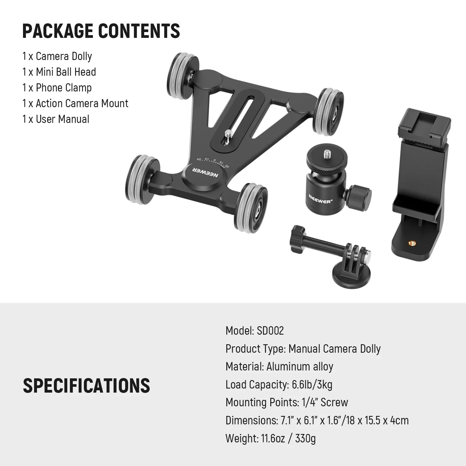 NEEWER SD002 Camera Slider Dolly Mount