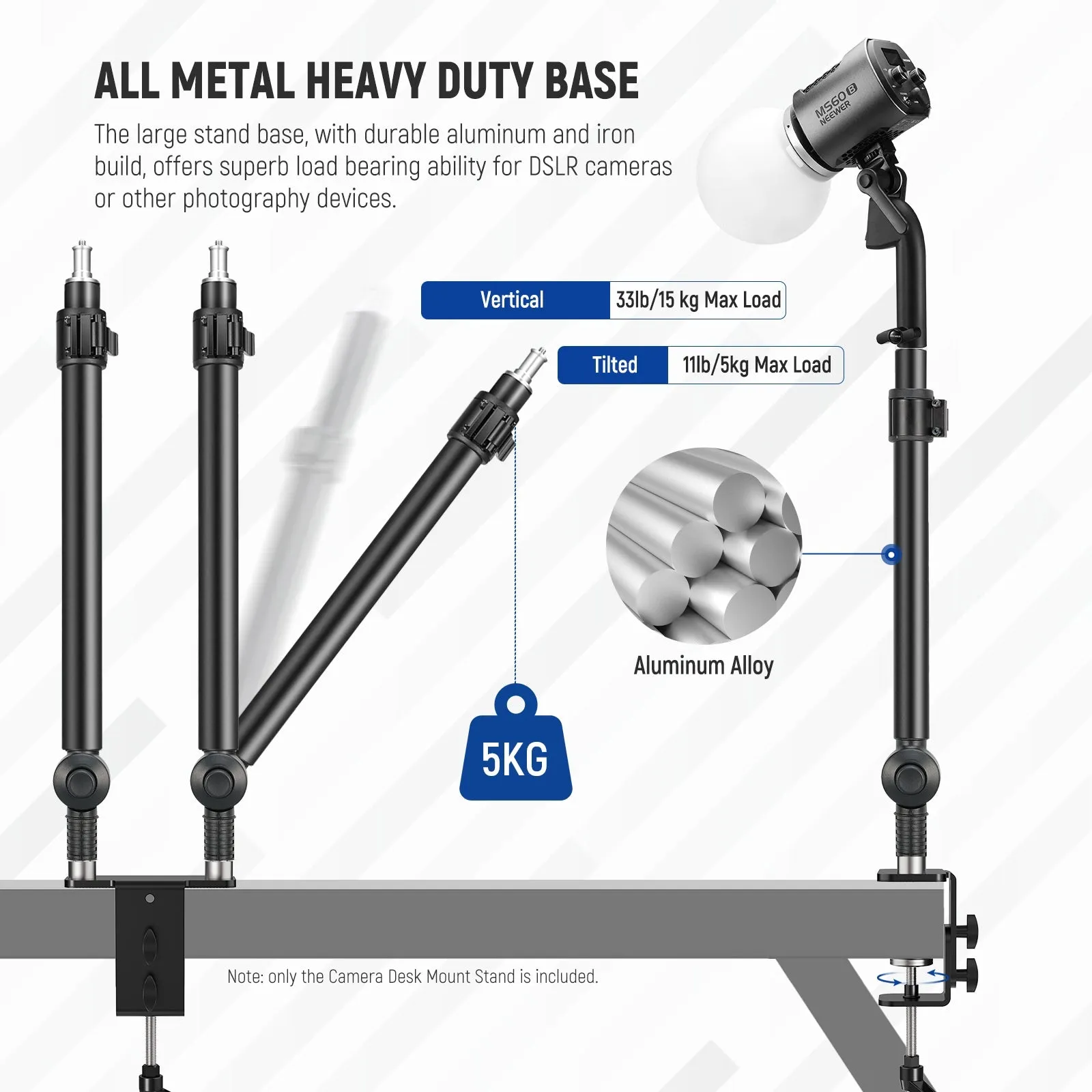 NEEWER STDB3560 Upgraded C Clamp Desk Mount