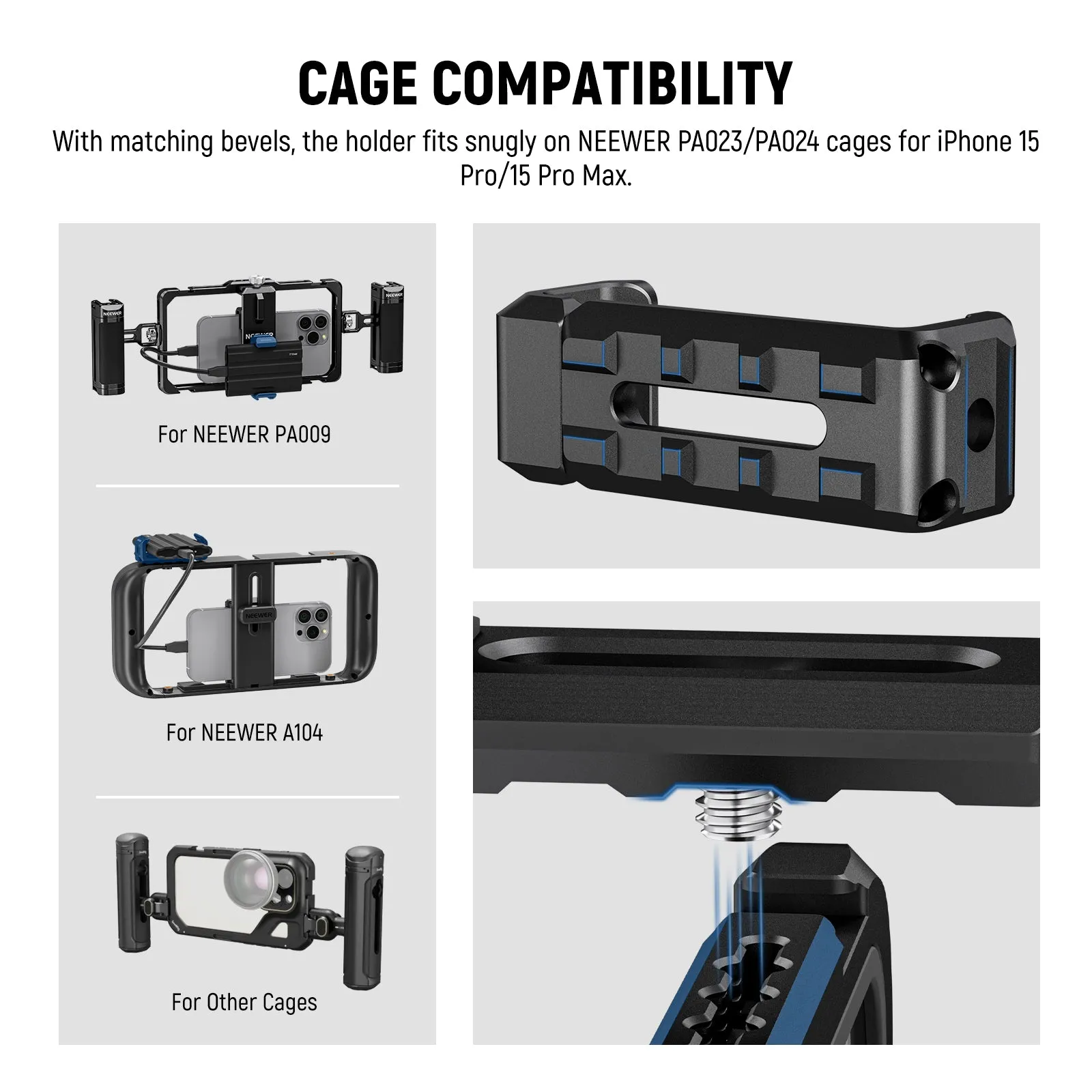 NEEWER UA051 T5/T7/T9 Portable SSD Holder Mount for iPhone 15 Pro/Pro Max Cage