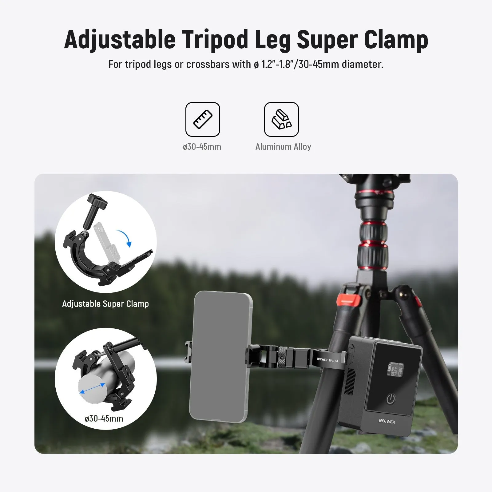 NEEWER UA074 Super Clamp Tripod Mount with V Mount Battery Plate