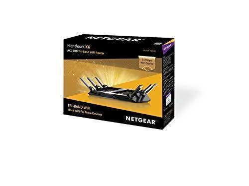 NETGEAR (R8000-100NAS) Nighthawk X6 AC3200 Tri-Band WiFi Router, Gigabit Ethernet, Compatible with Amazon Echo/Alexa