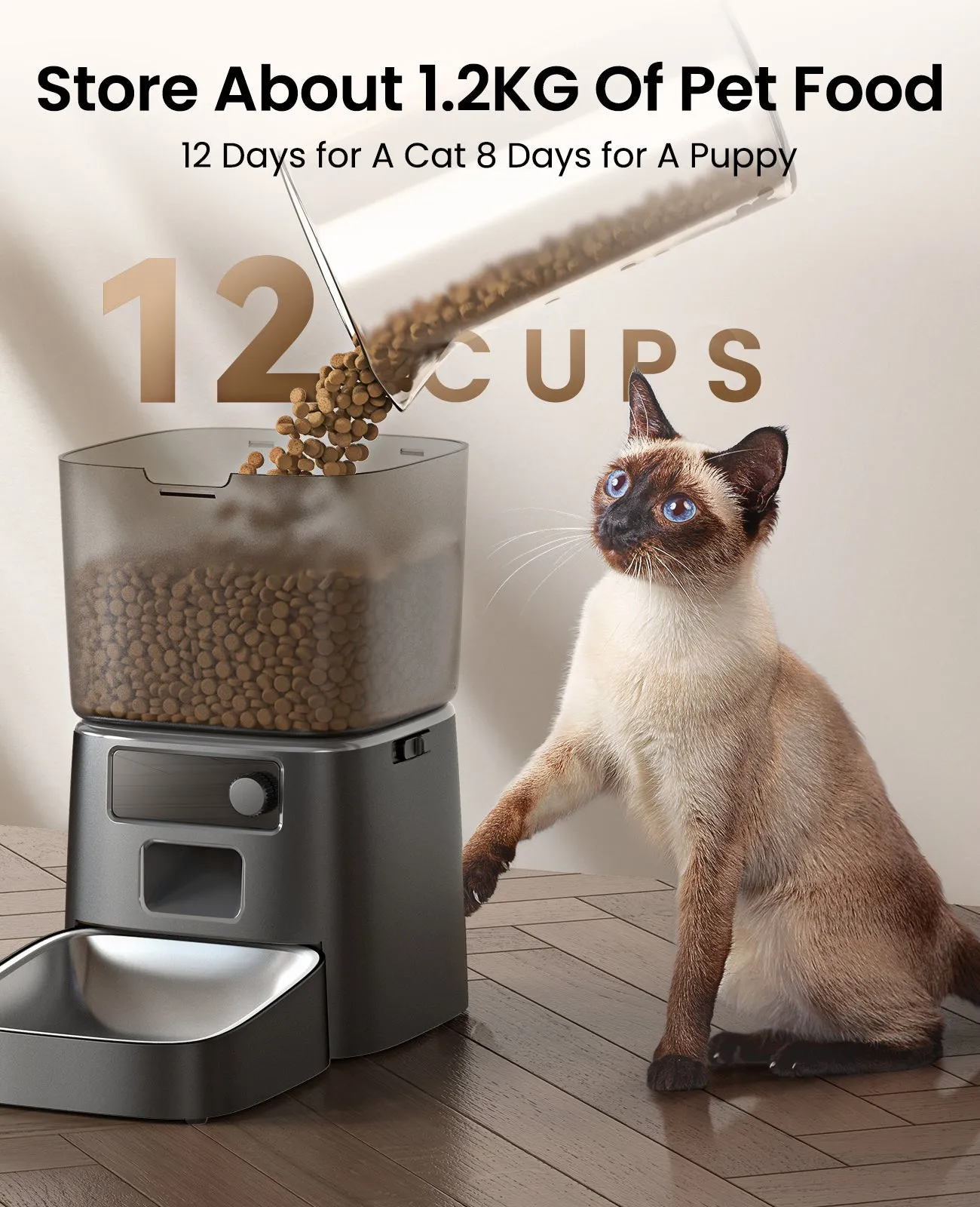 Oneisall 3.5L Automatic Cat Feeder with 2.4G Wi-Fi & APP Control