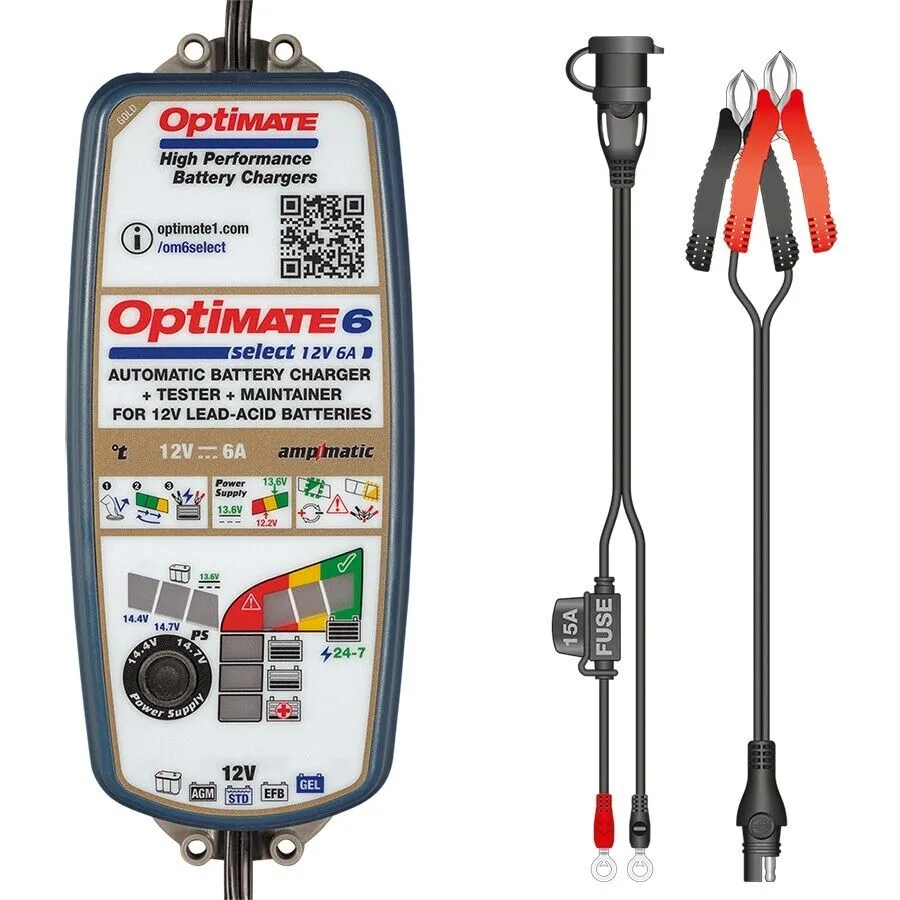 Optimate 6 Select - 12V 6A, TM-371, 9-Step Gold Series Battery Saving Charger