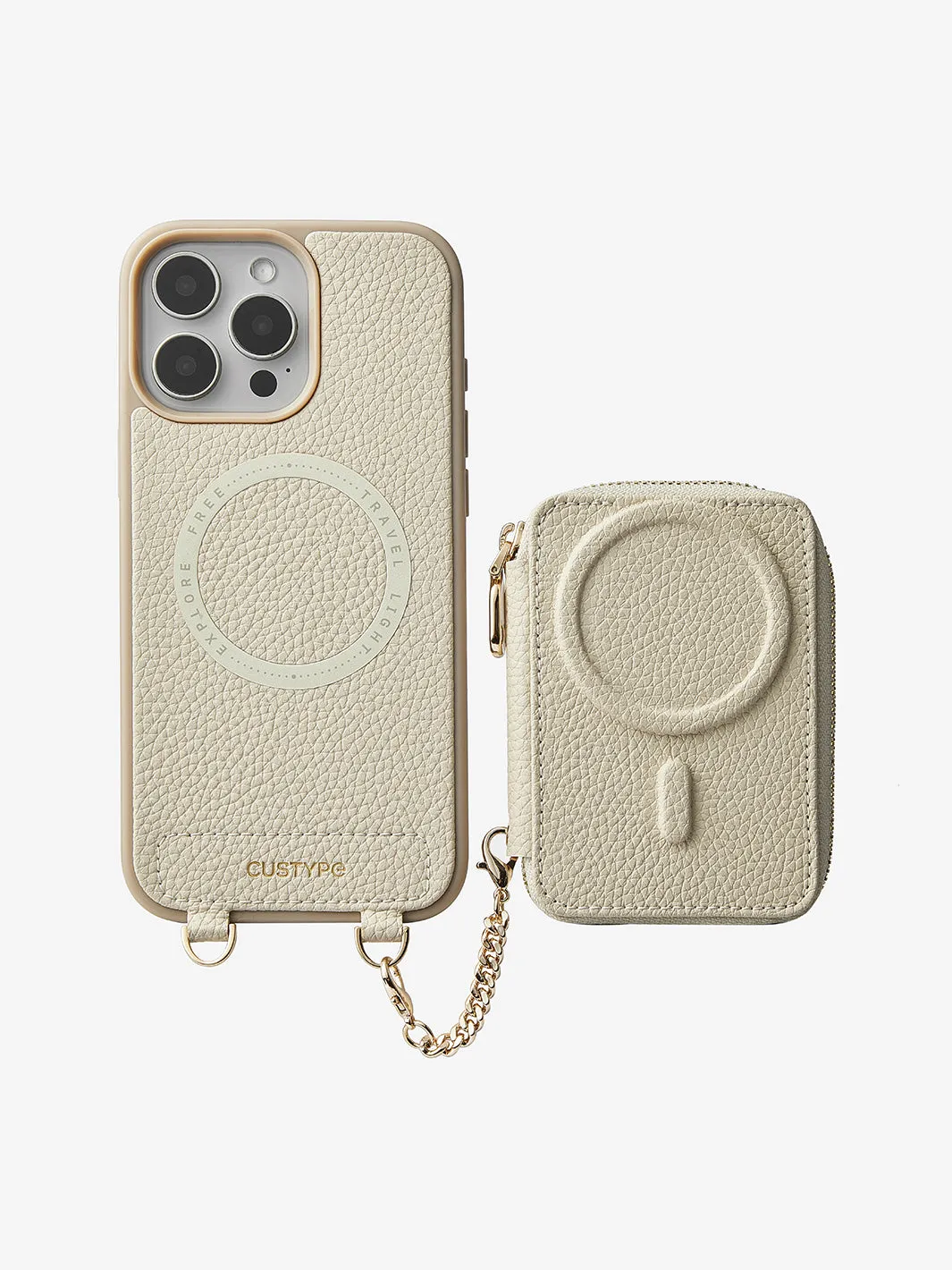 Original Design Set- Detachable Wireless Charging Crossbody Square Stand Wallet Phone Case Round Pouch Set